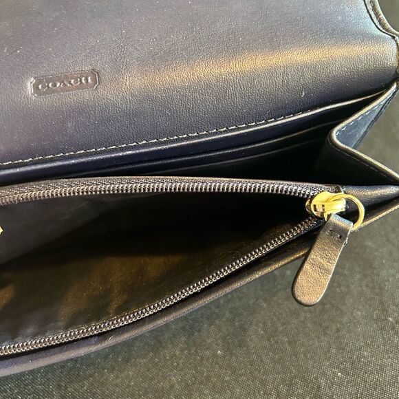 COACH Stylish Blue spots yellow Women's Long Wallet Great Condition - Picture 4 of 7